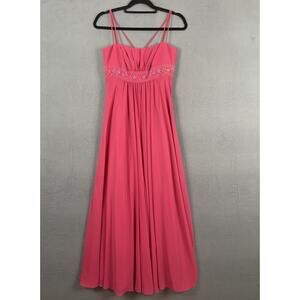 David's Bridal Dress Womens Size 6 Pink Beaded Empire Waist Formal Gown F12495